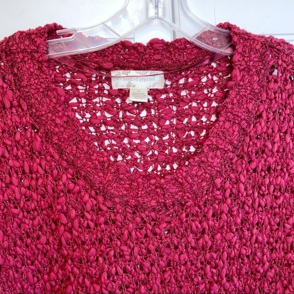 Band of Gypsies | Open Knit Sweater Red Crop Small - Picture 12 of 13
